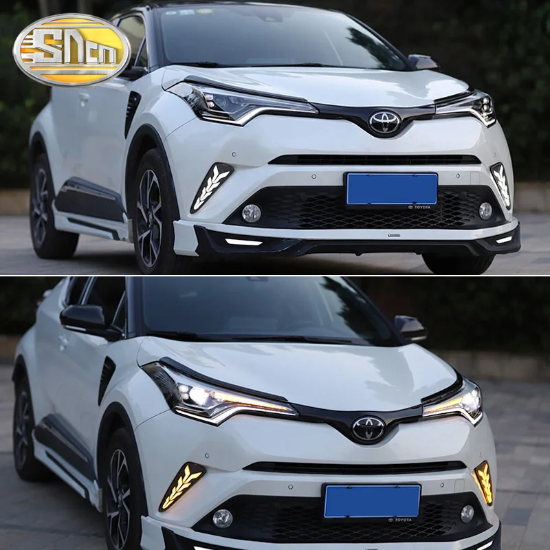 Светодиодный головной светильник в сборе для Toyota C-HR CHR светодиодный DRL динамический сигнальный светильник с линзой для автомобиля