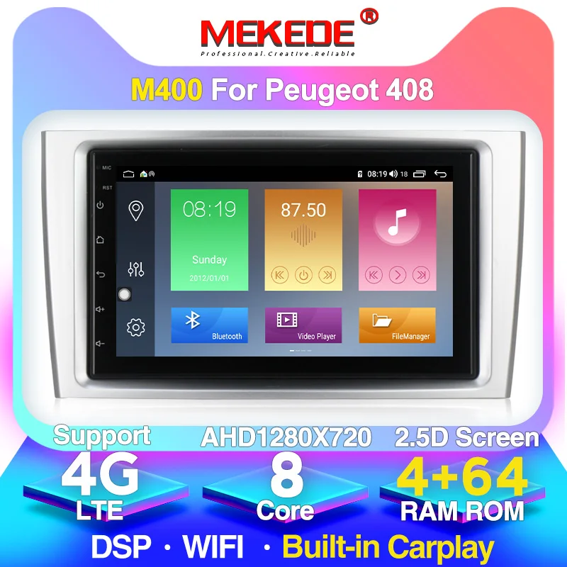 Автомобильный DVD-плеер MEKEDE 4 + 64 ГБ 2din мультимедийная система для PEUGEOT 308 408 308SW с