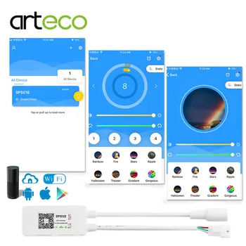 

DC 5-24V SP501E LED Wifi Controller For WS2812b Controller ws2811 SK6812 Addressable RGB Strip Amazon Alexa Smart Voice Control