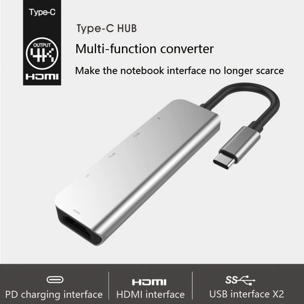 USBC к концентратору HDMI USB 3,0 type C порт зарядки 5 в 1 преобразователь концентратора 4K для Mac book Pro Thunderbolt 3 USB-C зарядное устройство