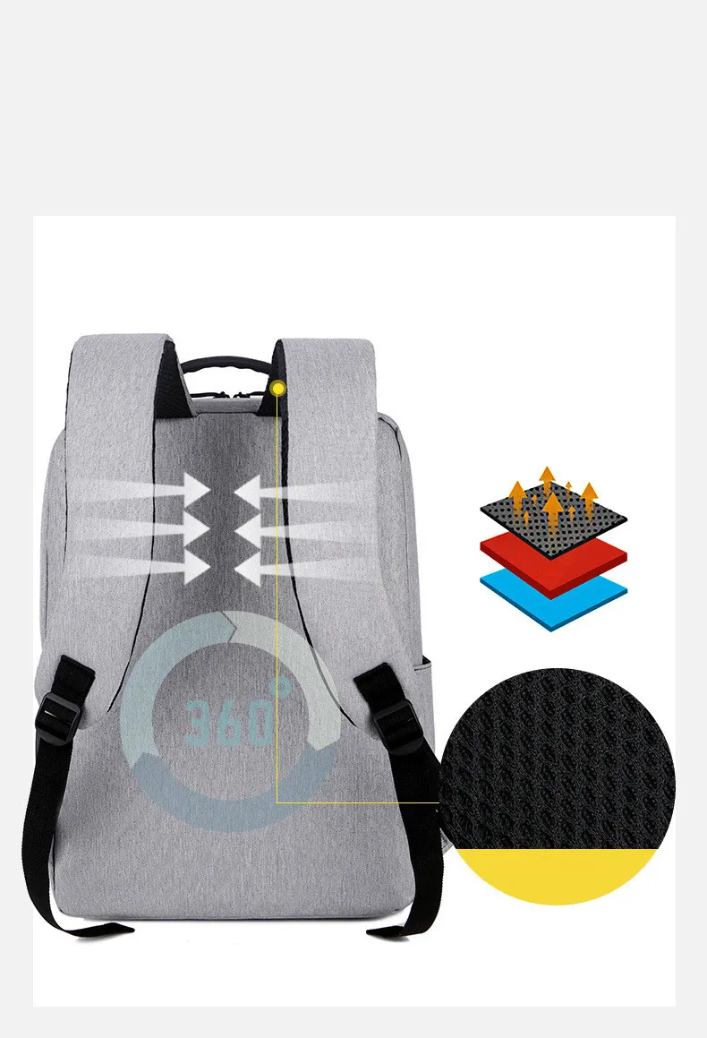 SKOANBE Backpack Men's Leisure Outdoor USB Charge Charging Sports Backpack Business Computer Bag Travel Bag External Outside Bag