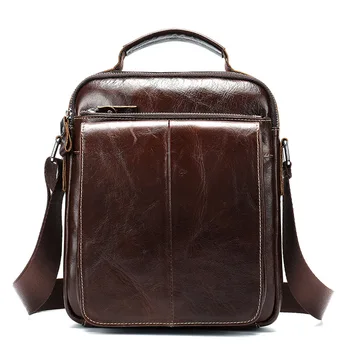 

Leather Men's Cross body Bag Casual Shoulder Messenger Bag Male vertical 6 inch ipad Handbag Large Capacity Briefcase for Travel