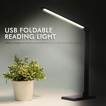 

40pcs LED Eye-protect Reading Lamp USB Foldable Table Light 5 Levels Dimmable Desk Light Touch Switch With Timing 30-60min