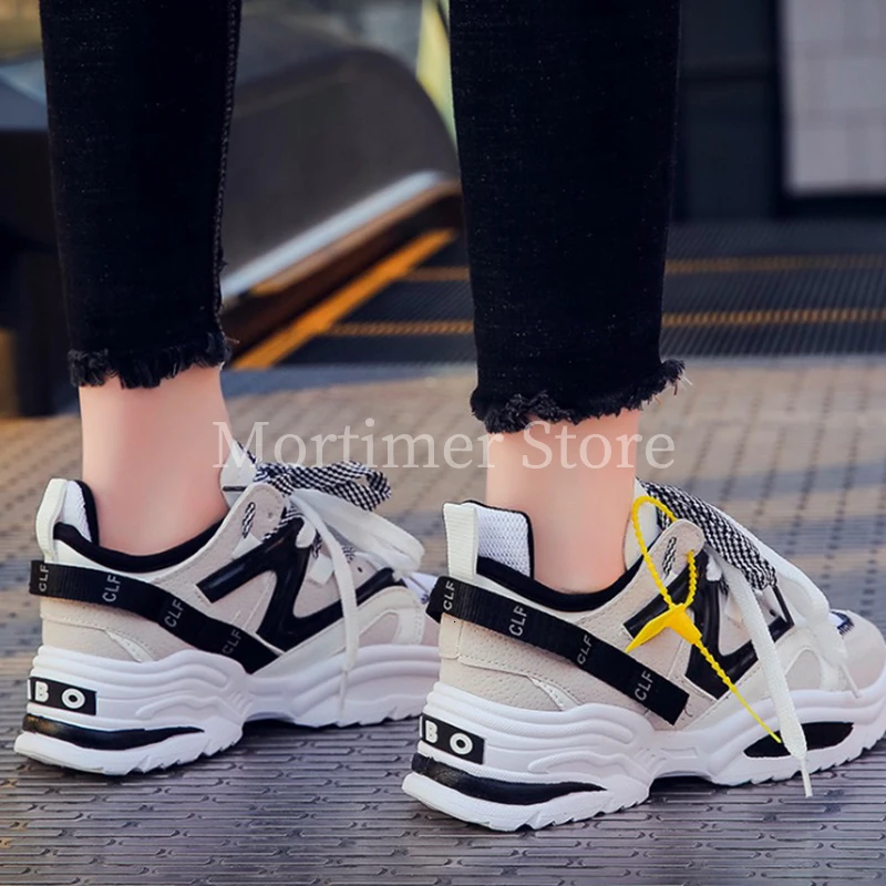 

Sneakers Women Shoes 2019 Fashion Mesh+Leather Women Casual Shoes Lace-Up Flats Platform Spring Autumn Women Shoes