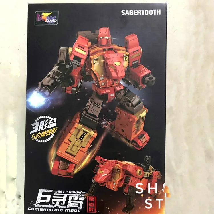 

WeiJiang WJ Sky Soarer Rampage Oversized Sabertooth Combination Mode POTP Feral Rex Predaking Transformation Action Fig