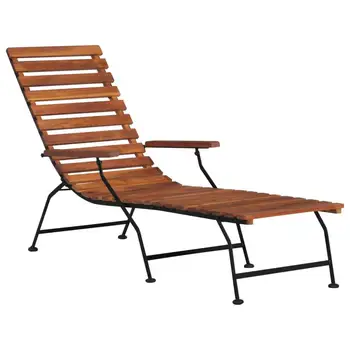 

Modern Sun Lounger Outdoor Deck Chair with armrest Beach Chair for Campsite Backyard Furniture Chairs Classical Acacia Hardwood