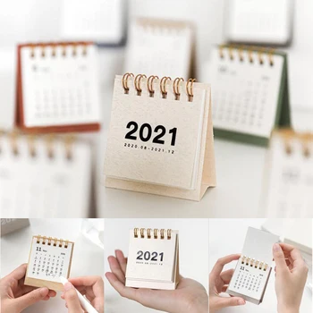 

2021 Simple solid color mini Desktop Paper simple Desk Calendar dual Daily Scheduler Table Planner Yearly Agenda Organizer