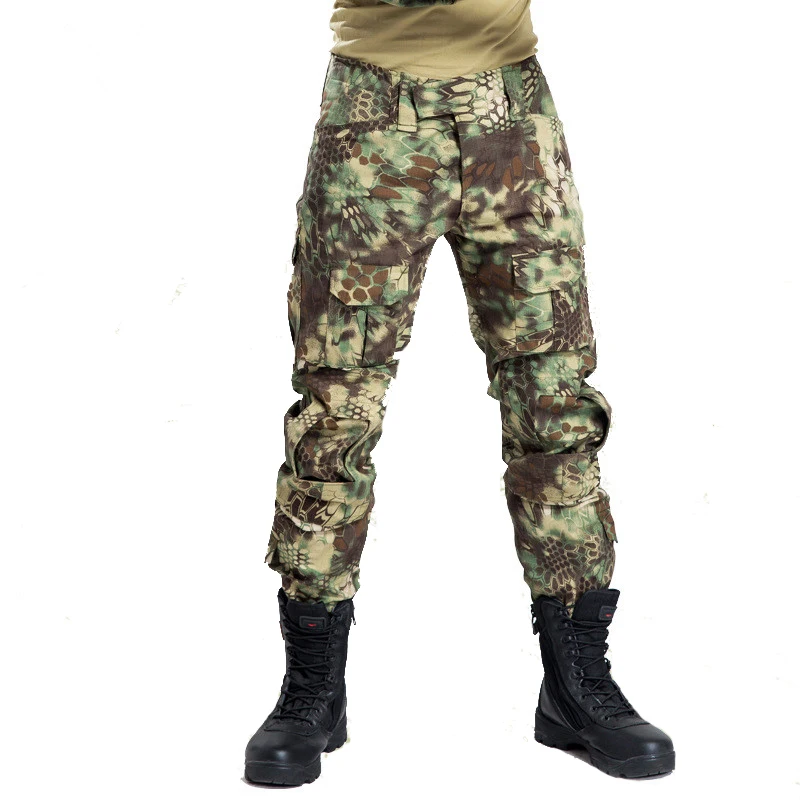 Тактические брюки-карго, военные мужские камуфляжные брюки SWAT Army Airsoft, Пейнтбольная боевая одежда, рабочие брюки, черные армейские зеленые - Цвет: Green camo
