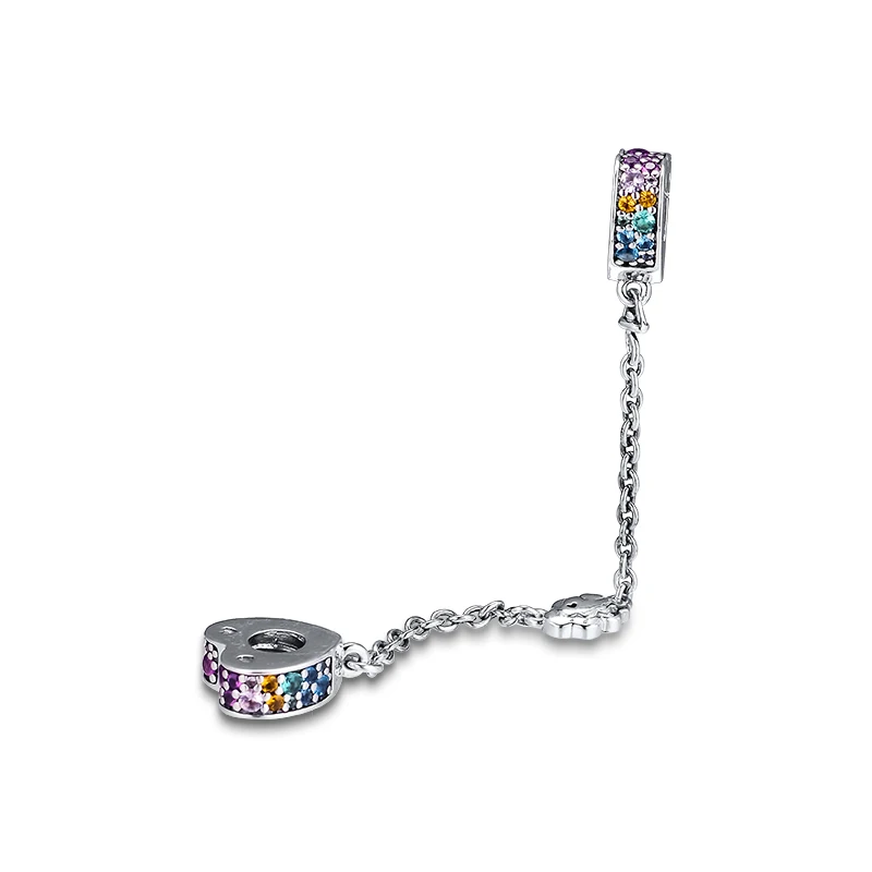 DIY подходит для бусины Pandora Браслеты разноцветные дуги любви безопасности подвески стерлингового серебра 925-ювелирные изделия