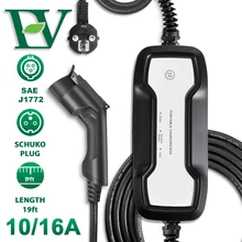 Тип 1 Портативный EV зарядное устройство кабель переключаемый 10/16A вилкой электрический автомобиль Зарядное устройство EVSE SAE J1772