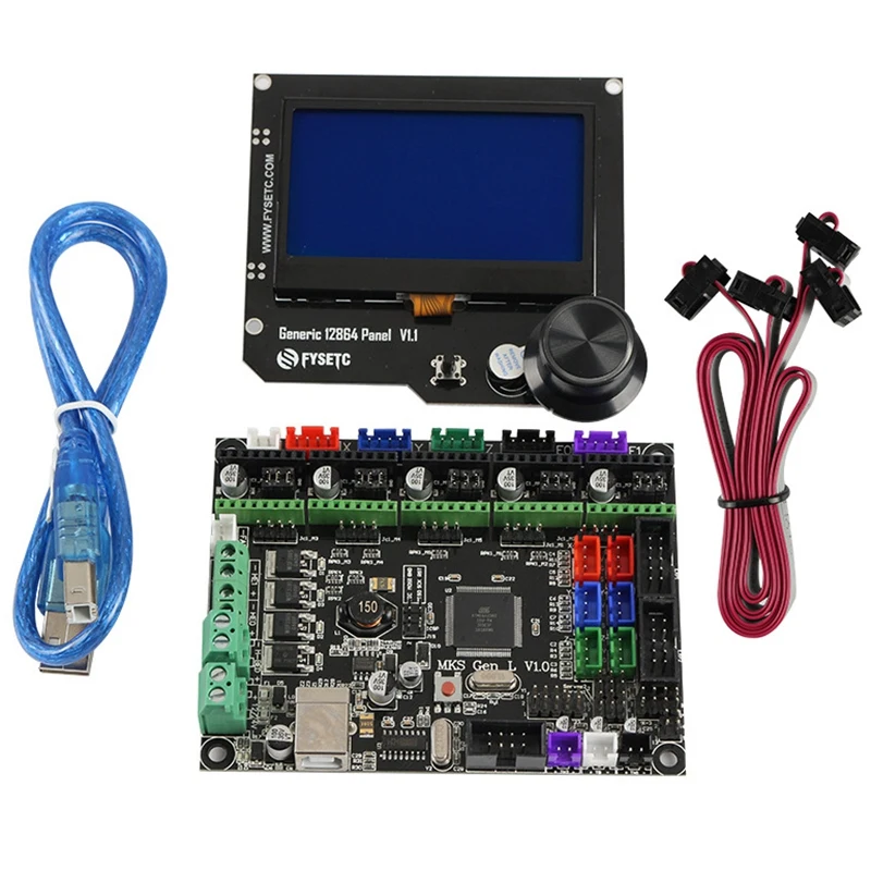 3d Принтер Комплект для материнской платы Mks Gen L+ 12864 Rgb V1.1 ЖК-дисплей для ЧПУ Ramps Cheetah F6 Vs Mini12864