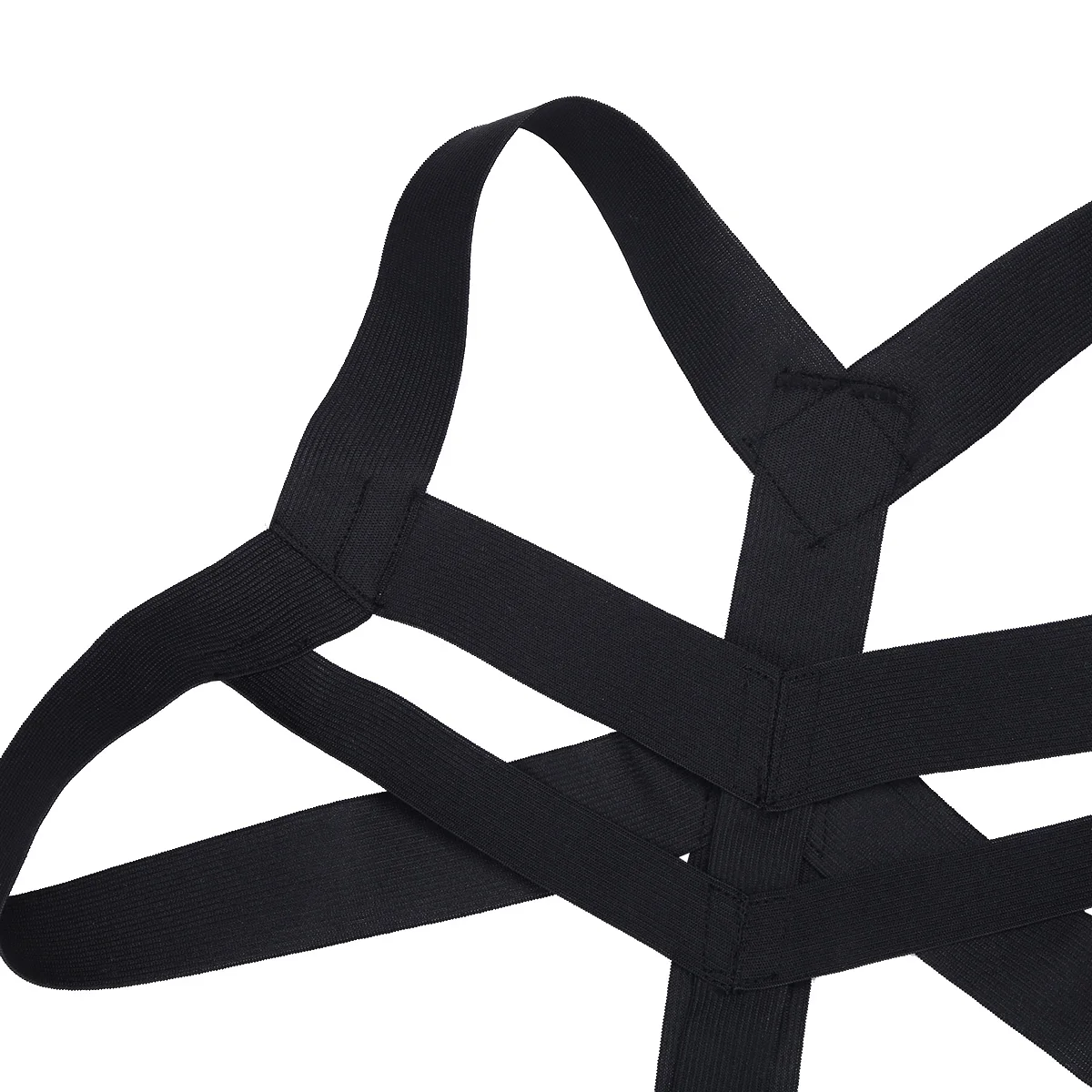 Men Black White Halter Neck Elastic Wide Straps Body Chest Harness Punk Male Bondage Costume Sexy Gay Club Rave Straps Crop Top