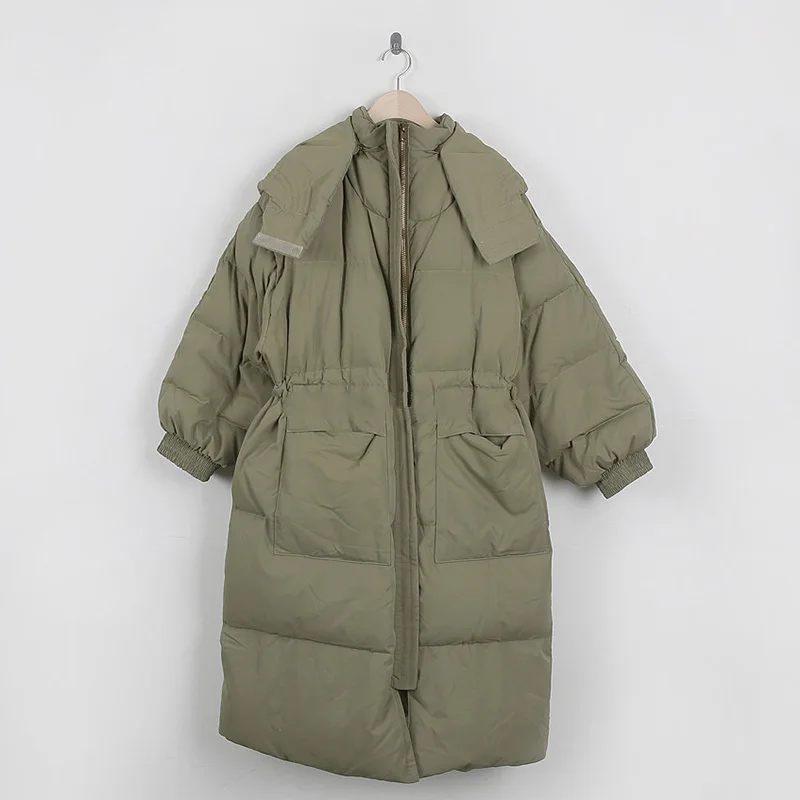 С капюшоном, с хлопковой подкладкой, длинное теплое пальто с длинным рукавом, свободные женские парки, модная зимняя одежда, зима, утепленная куртка - Цвет: Army Green