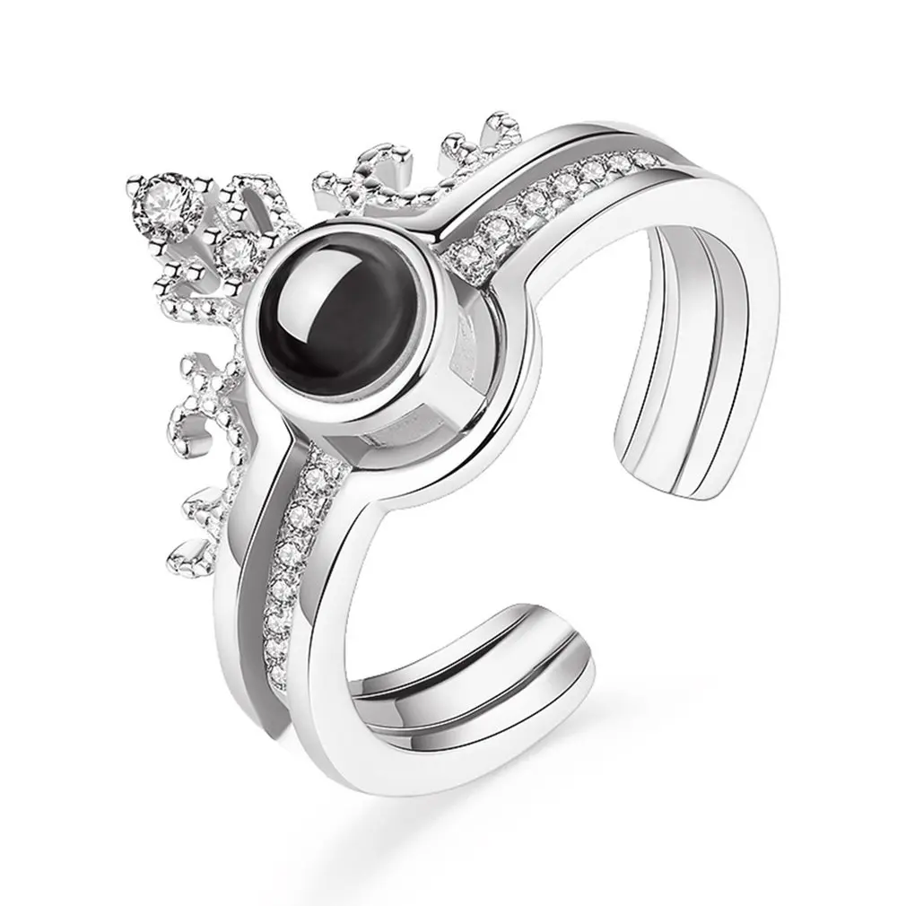 Регулируемые Роскошные циркониевые обручальные Открытые Кольца для женщин женские обручальные кольца перстень для женщин ювелирные украшения подарок 100 языков - Цвет основного камня: 2