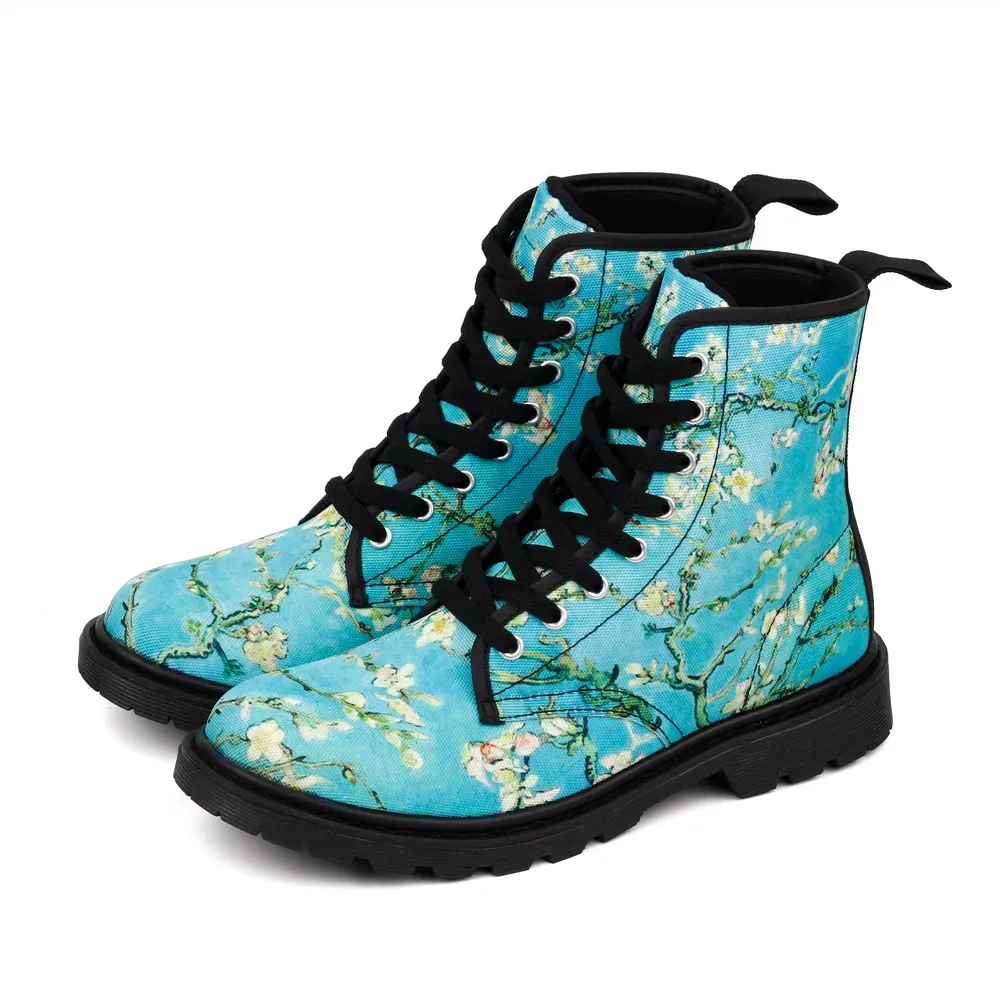 

Woman Martin Boots Fashion starry night Shoes Lace Up Motorcycle Oxfords Flats Ankle Boots for Women Casual Spring Autumn