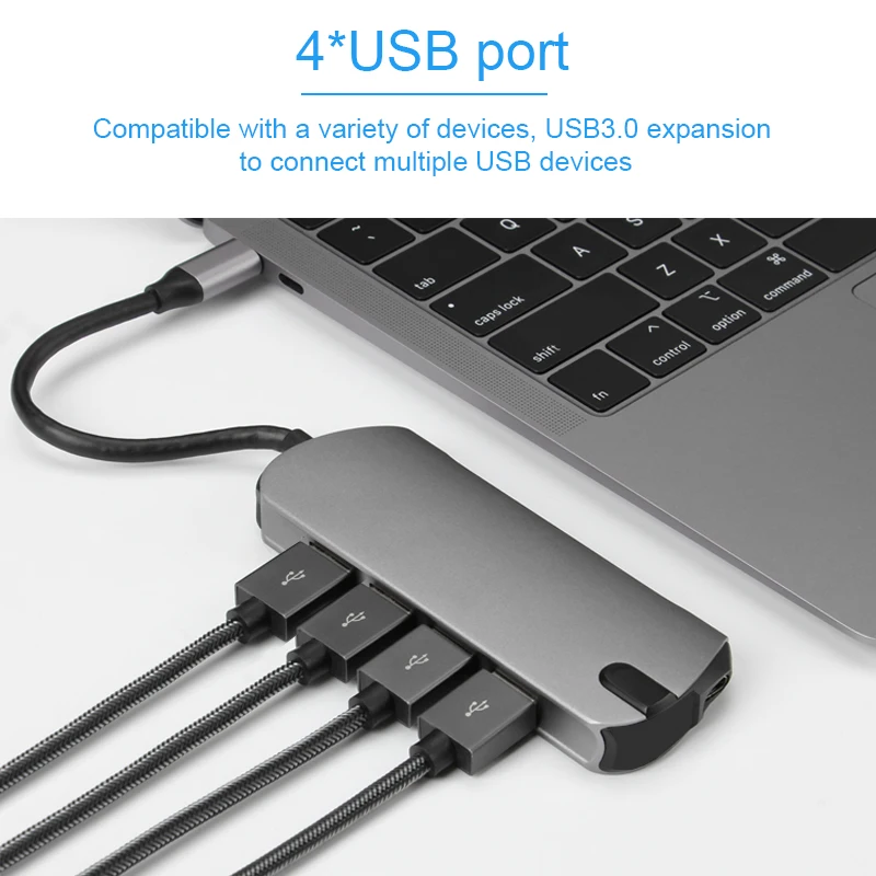 Basix Тип C концентратор Многофункциональный usb концентратор type-C разветвитель USB 3,0 концентратор HDMI RJ45 PD адаптер для Macbook Pro Аксессуары для ноутбуков