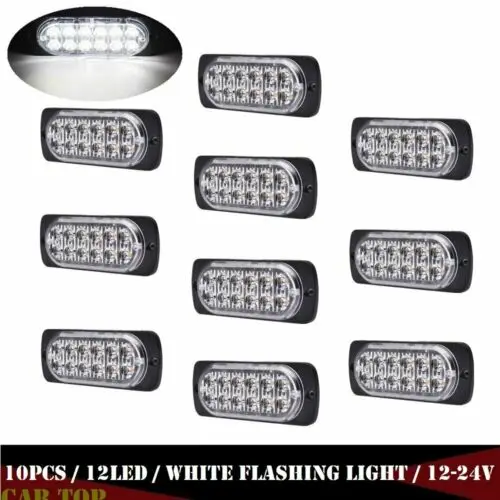 CA270-W-10PCS 10x Янтарный/желтый мигающий стробоскопический светильник 12 Светодиодный Предупреждение предупреждающий полицейский светильник s Маяк предупреждение мигающий Предупреждение ющий светодиодный светильник s - Цвет: CA270-W-10PCS