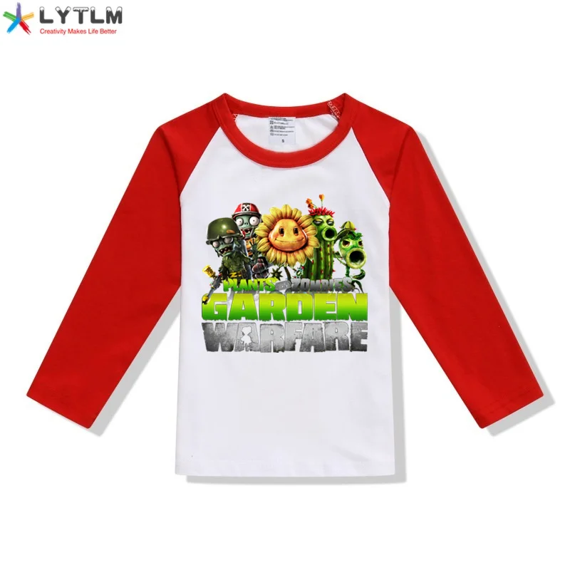 LYTLM/футболка для игры в сад, военные игры, Растения против Зомби, футболка, осень, одежда для мальчиков, рубашки для девочек, реглан, детские топы, vetement fille