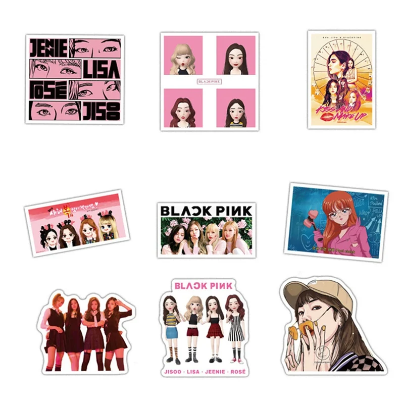 54 шт./компл. 54 Blackpink Корейская комбинация Kpop стикер s ПВХ стикер s водонепроницаемый стикер автомобиля стикер граффити наклейки