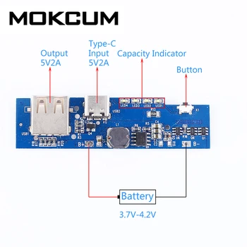 

Lithium Battery Charging Board 3.7V to 5V 2A Type-C USB Charger Discharger Module Discharger Charger Module DIY Charger