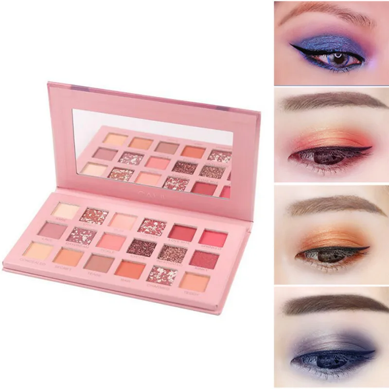 

18 Color Nude Shining eyeshadow Pearlescent Makeup Glitter Pigment Eye Shadow Pallete Waterproof Cosmetics eye shadow tray