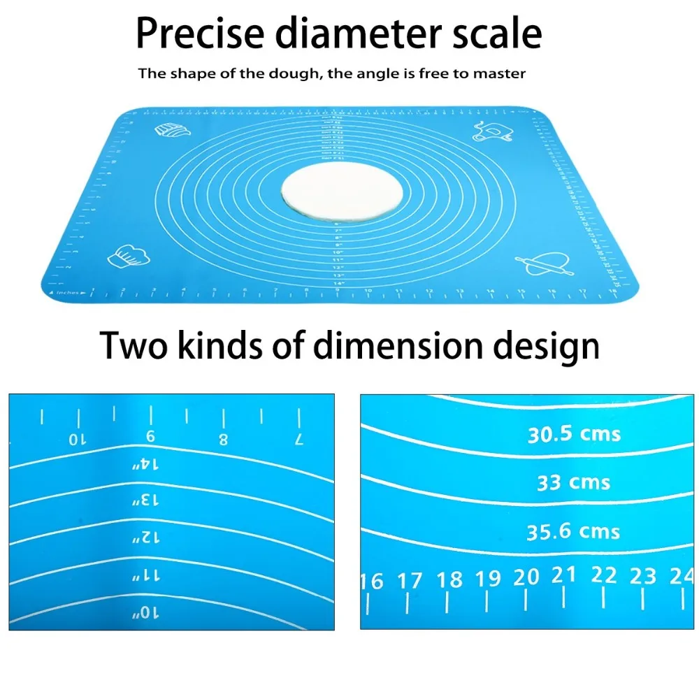 Non-Stick Silicone Kneading Dough Mat Multi-Size Table Mat Cookie Pastry Baking Pads Sheet Dough Maker Rolling Kitchen Tool