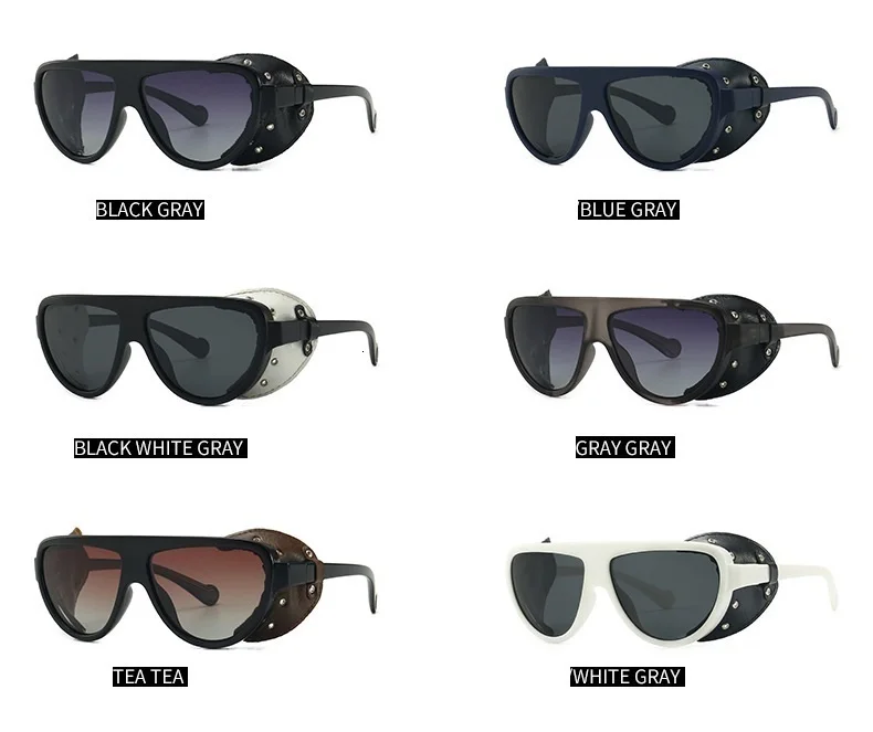Поляризационные мужские солнцезащитные очки в стиле панк с кожаной оправой, винтажные Роскошные брендовые круглые черные солнцезащитные очки в стиле стимпанк, женские шикарные очки