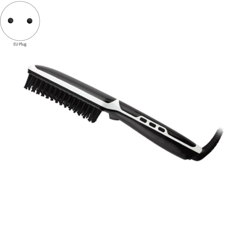 

US Plug Ionic Hair Straightener Brush, BHY Hair Straightening Brush with Negative Ion, 30S Fast Heat Up, LCD Display