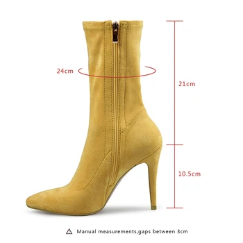 

New Women Boots Leather Suede Middle Boots Pointed-Toe Ankle Boots Women Thigh High Heel Boots Zipper Sexy Women Shoes Rubber