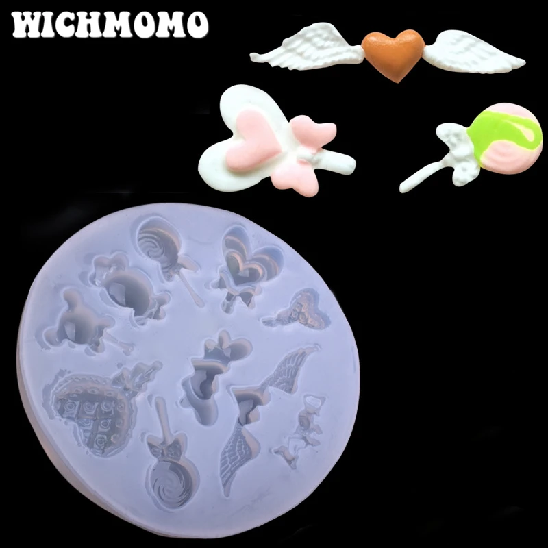 New 1PCS Wings Lollipops Heart Charms Craft DIY UV Resin Liquid Silicone Molds for Earring Necklace Decorations Making Jewelry | Украшения