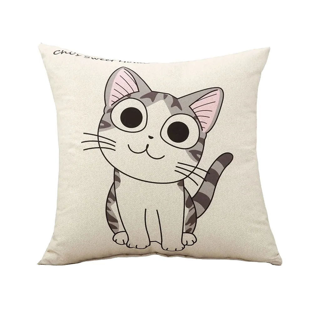 smiling cat Постельные принадлежности с рисунком кошки, наволочки для дивана, наволочки, удобные, прочные, для отеля, теплые, офисные, мягкие, хлопковые, льняные, 45*45 см, домашний текстиль - Цвет: smiling cat