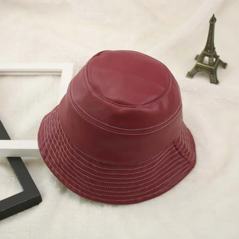 MS Solid PU Fedoras Женская Harajuku Кепка с покрывалом осень зима женская из искусственной кожи для мотоцикла кепки s винтажная шляпа LM037