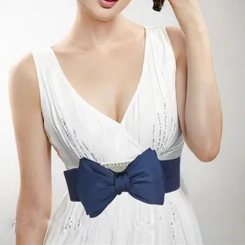 

Luxury Designer Belts For Jeans Women Fashion Bowknot Waistband Wide Elastic Stretch Waist Belt Fashion Students Simple New
