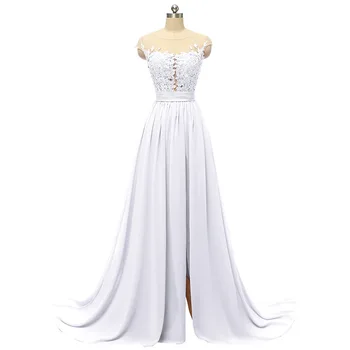 

BGW 31024ht Round Neck Chiffon Formal Evening Dresses Cap Sleeves Split Joint Multicolors Beach Dress Women Elegant 2020