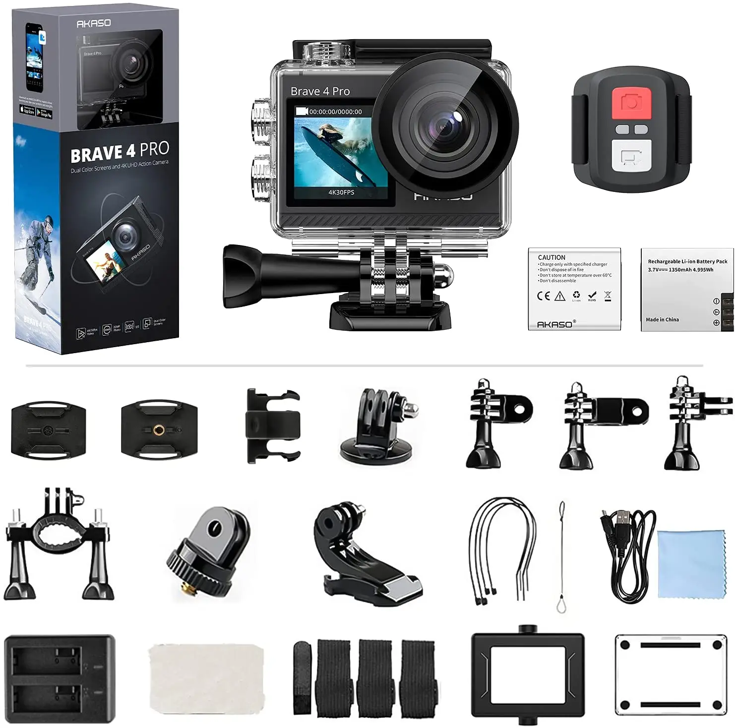 AKASO Brave 7LE Action Camera with Microphone Pack BRAVE 7LE MP