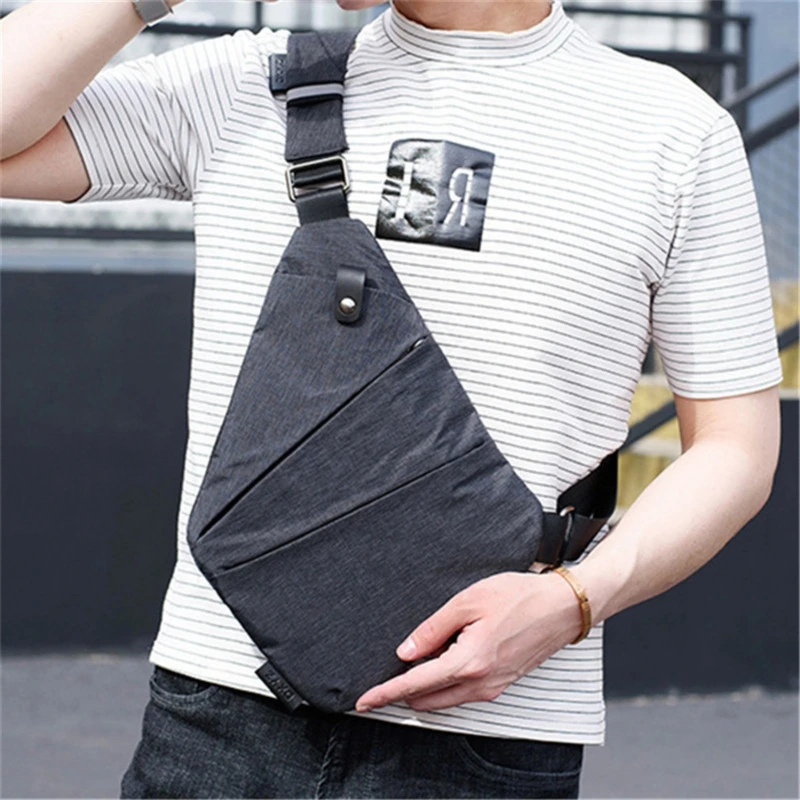 

Simple Men Canvas Chest Bag Messenger Bag Crossbody Bag Black Casual Simple Single Anti Theft Shoulder Bag Fashion New