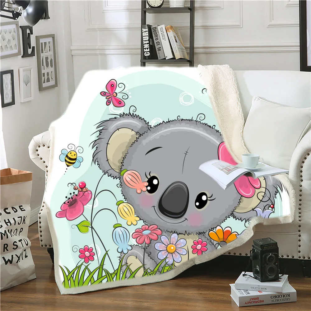 Одеяло Koala из микрофибры с мультяшным рисунком 3D крутое утолщенное покрывало для