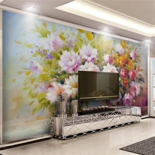 На заказ Большая настенная живопись Европейская Современная Ручная роспись ВАЗА Диван ТВ фон настенная живопись обои papel de parede