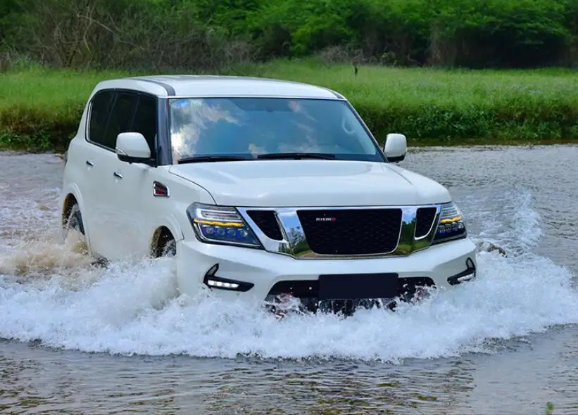 2 шт. 2012~ 2019y автомобильный bupmer головной светильник для Nissan фара на patrol Y62 автомобильные аксессуары все в светодиодный противотуманный патруль Y62 налобный фонарь