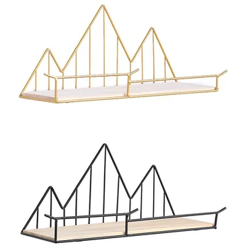 

Wall Storage Shelves Wooden Iron Wall Shelf Wall Mounted Storage Rack Organization for Kitchen Bedroom Home Decor Kid Room Gold