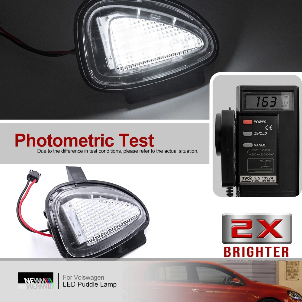 Aramox – Paio Di Luci Led Per Specchietto Retrovisore (Luci Pozzanghera) – Bianche, 12V, Plug And Play – Compatibili Con Ford Mondeo MK5, Explorer, Fusion E Altri Modelli - 2