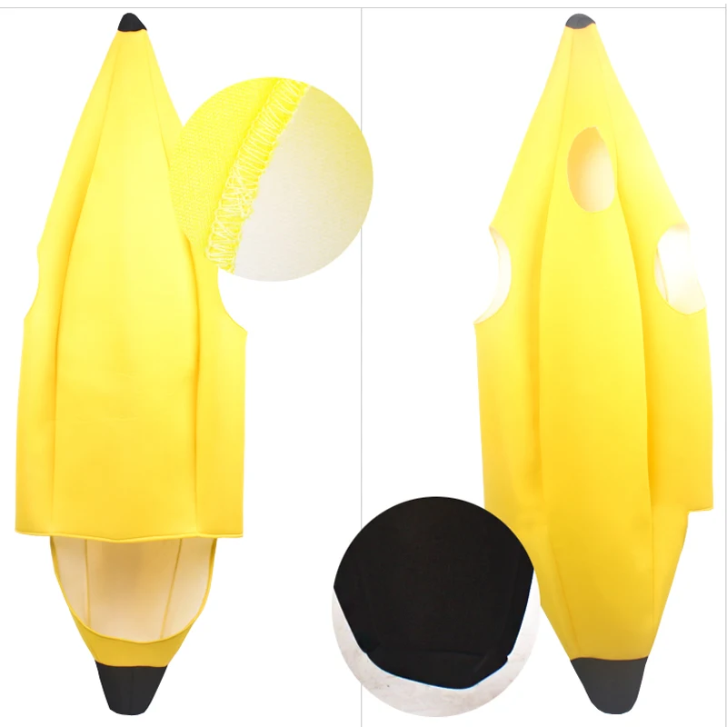 Boys girls funny thick banana costume suit for kid halloween carnival party fruit jumpsuit decoration clothes