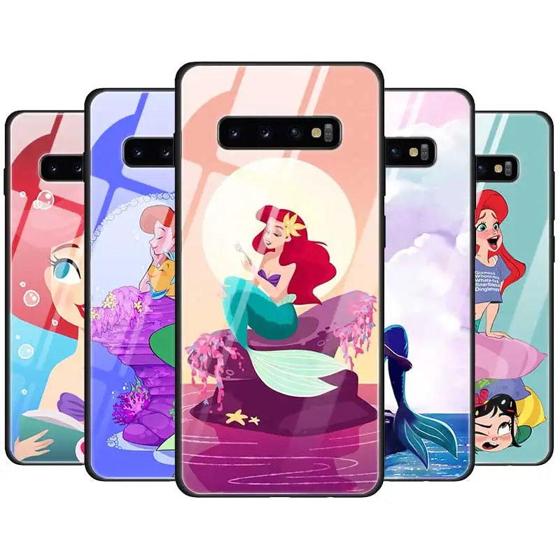 

Ariel Little Mermaid Tempered Glass Case Cover For Samsung Galaxy S10 S10e S9 S8 Note9 Note 10 Plus 5G A50 A30 TPU Edge Couqe