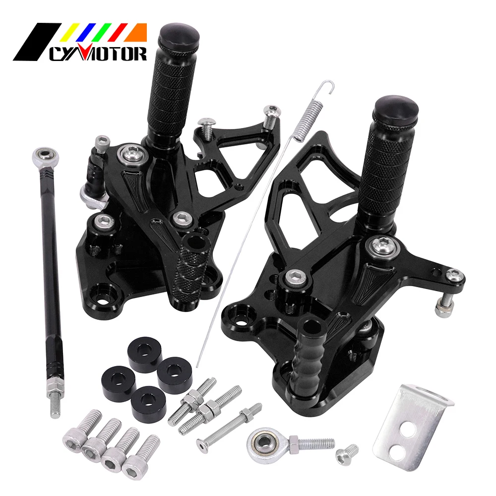 Мотоцикл с ЧПУ Регулируемые подножки для KAWASAKI NINJA300 NINJA250 ниндзя 250 300 2013 13, 14, 15 лет - Цвет: Черный