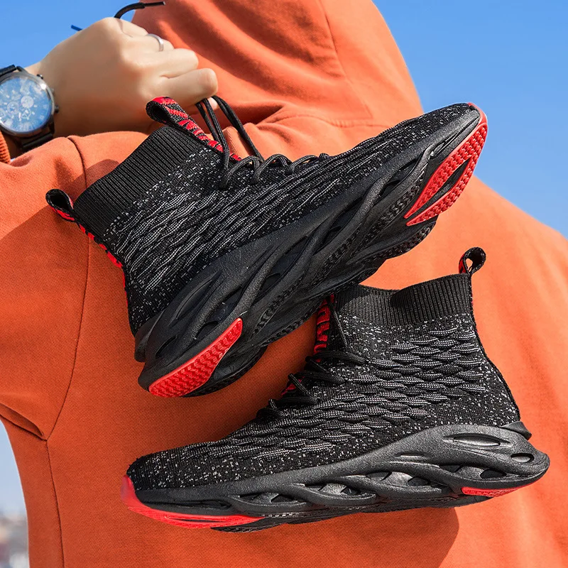 

Fly Woven Scale Hight-top Socks Shoes Popcorn End Cool-Shoes Breathable Sports Running Shoes Casual Men's Coconut Shoes