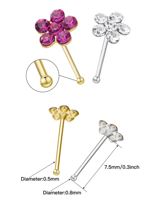 piercing nariz joia para corpo joias feminina piercing argola 36  unidades/pacote forma de flor nariz parafuso prisioneiro nariz anel pino do  nariz indiano moda corpo jóias piercing nariz aro nariz joyería del