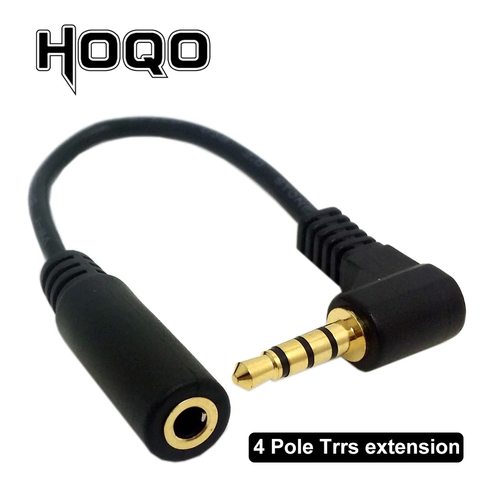 Cable adaptador de extensión Jack 10cm, 3,5mm, 4 polos, 90 grados, ángulo recto, 3,5mm, 4pin, macho a hembra, extensor estéreo Aux Audio| | - AliExpress