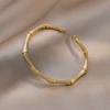European and American Design Bamboo Bone Shape Adjustable Cuff Bracelets Womans Simple Bracelet For Korean Fashion Jewelry Girls 3