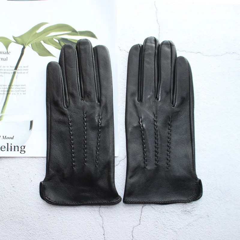 New sheepskin gloves men's leather unlined thin summer can touch screen outdoor sports driving riding gloves spring and autumn