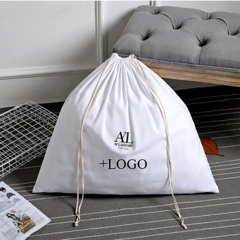 

20PCS Custom Logo Drawstring Bag Pure Cotton String Fabric Bags Shoe/Cloth/Makeup/Shopping/Wedding Favor Gift Bag
